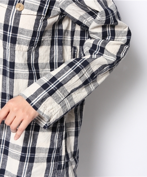BEAMS BOY(ビームスボーイ)の「○BEAMS BOY / 綿麻 チェック オールインワン(つなぎ/オールインワン・レディース・ナチュラル/ネイビー・ONE SIZE)」の7枚目の写真