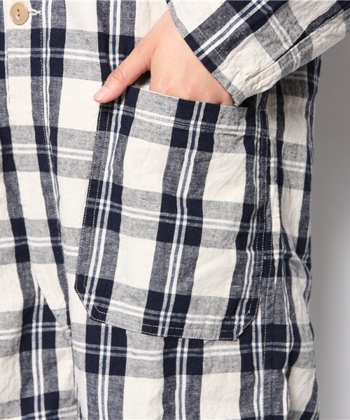 BEAMS BOY(ビームスボーイ)の「○BEAMS BOY / 綿麻 チェック オールインワン(つなぎ/オールインワン・レディース・ナチュラル/ネイビー・ONE SIZE)」の11枚目の写真