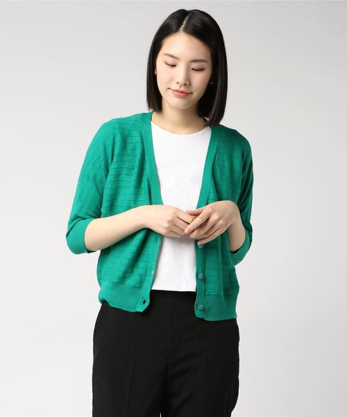 Petit Honfleur(プチオンフルール)の「◇カタログ掲載◇【WASHABLE・麻シリーズ】7分袖カーディガン(カーディガン/ボレロ・レディース・ホワイト/グレー/グリーン・M size/L size)」の15枚目の写真
