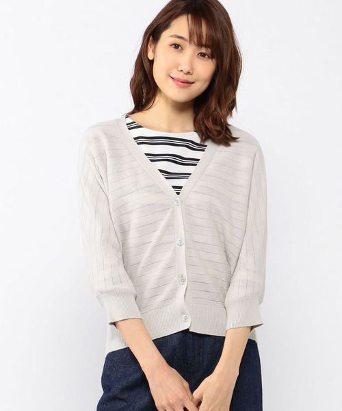 Petit Honfleur(プチオンフルール)の「◇カタログ掲載◇【WASHABLE・麻シリーズ】7分袖カーディガン(カーディガン/ボレロ・レディース・ホワイト/グレー/グリーン・M size/L size)」の12枚目の写真