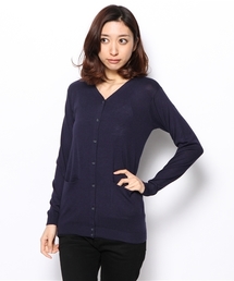 カシミヤ混フロントポケットVネックカーディガン