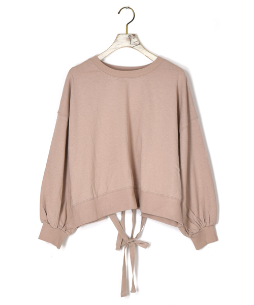 w closet（ダブルクローゼット）の「バックリボンクロップドプルオーバー（スウェット・レディース・グレイッシュベージュ/スミクロ/オフホワイト・FREE）」の20枚目の写真