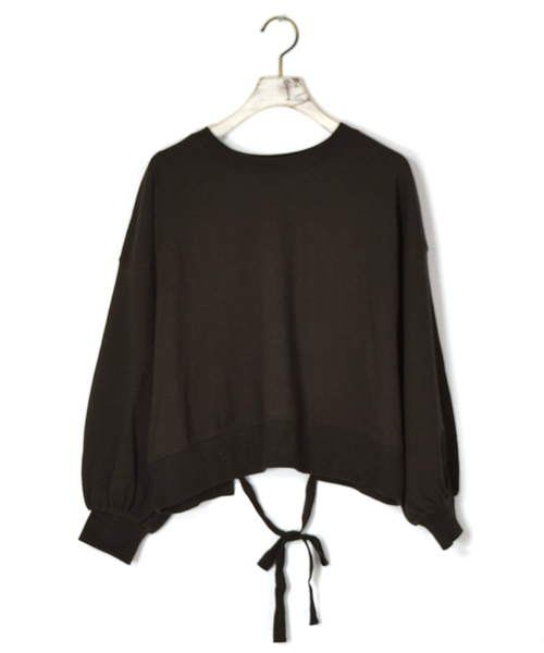 w closet（ダブルクローゼット）の「バックリボンクロップドプルオーバー（スウェット・レディース・グレイッシュベージュ/スミクロ/オフホワイト・FREE）」の21枚目の写真