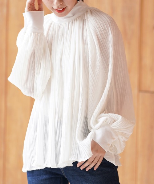 rps（アールピーエス）の「マジョリカプリーツハイネックブラウス（シャツ/ブラウス・レディース・ブラック/オフホワイト・M）」の2枚目の写真