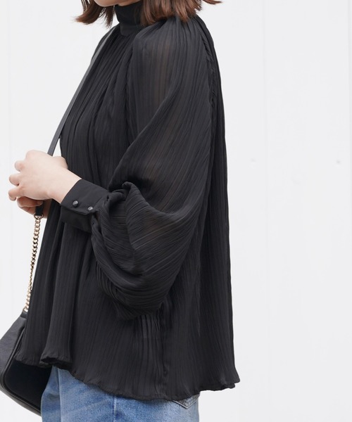 rps（アールピーエス）の「マジョリカプリーツハイネックブラウス（シャツ/ブラウス・レディース・ブラック/オフホワイト・M）」の6枚目の写真