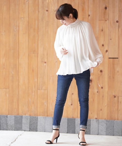 rps（アールピーエス）の「マジョリカプリーツハイネックブラウス（シャツ/ブラウス・レディース・ブラック/オフホワイト・M）」の7枚目の写真