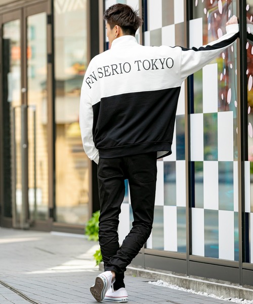 En serio TOKYO(エンソリオトーキョー)の「TCライト裏毛 / バイカラー 切替 / スタンド ハーフジップ ビッグシルエット トレーナー(スウェット・メンズ・ホワイト/ブラック・M/L)」の15枚目の写真