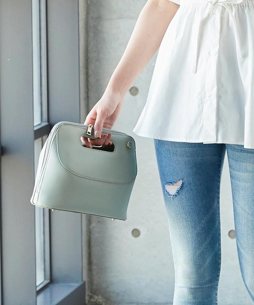 KOBE LETTUCE（コウベレタス）の「くりぬきハンドルバッグ（ハンドバッグ・レディース・モカ/ホワイト系その他/グリーン系その他・FREE）」の3枚目の写真