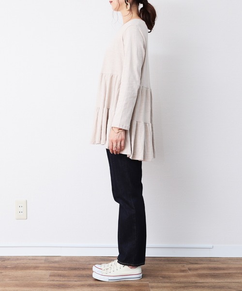 reca(レカ)の「ティアードカットソー(Tシャツ/カットソー・レディース・レンガ/ライトベージュ/ブラック/オフホワイト/カーキ/ラベンダー・FREE)」の13枚目の写真