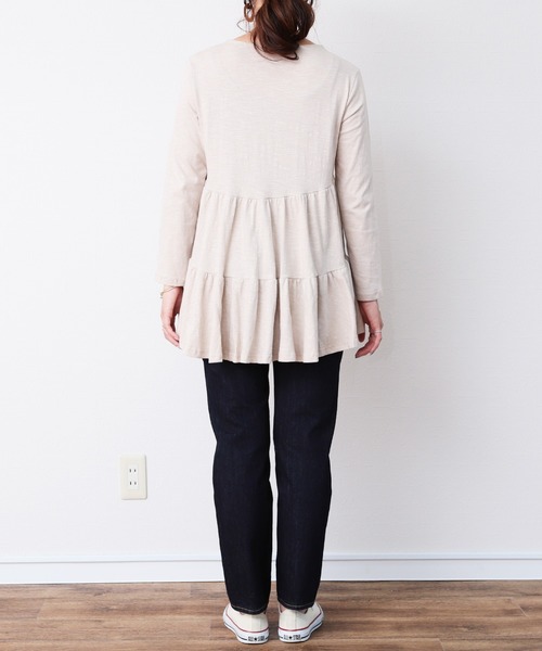 reca(レカ)の「ティアードカットソー(Tシャツ/カットソー・レディース・レンガ/ライトベージュ/ブラック/オフホワイト/カーキ/ラベンダー・FREE)」の14枚目の写真