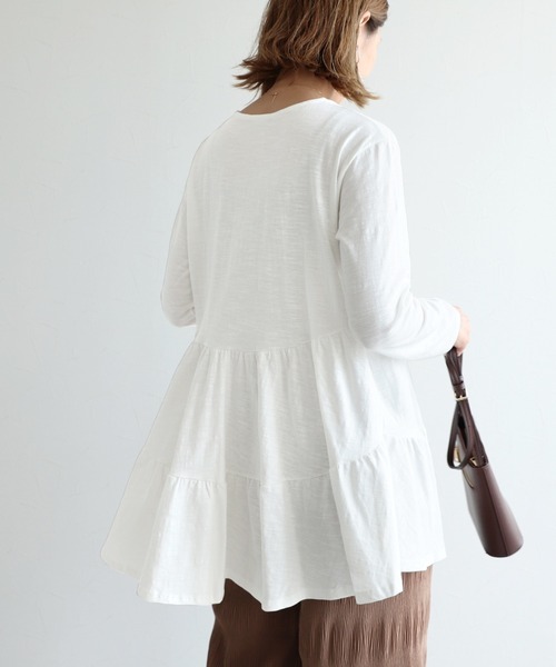 reca(レカ)の「ティアードカットソー(Tシャツ/カットソー・レディース・レンガ/ライトベージュ/ブラック/オフホワイト/カーキ/ラベンダー・FREE)」の11枚目の写真