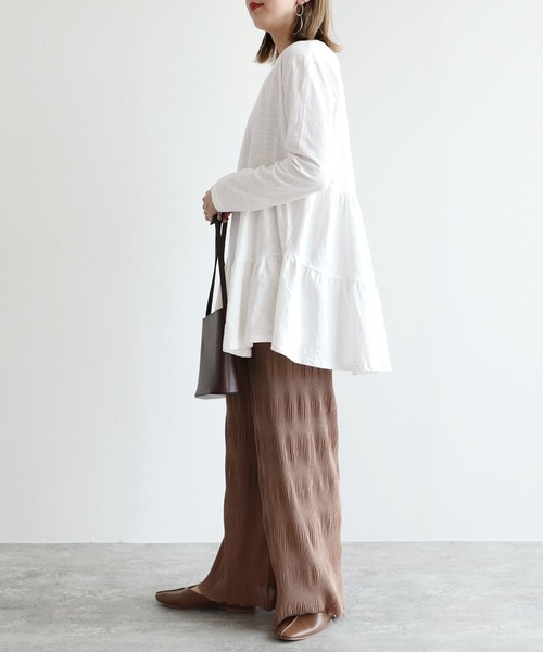 reca(レカ)の「ティアードカットソー(Tシャツ/カットソー・レディース・レンガ/ライトベージュ/ブラック/オフホワイト/カーキ/ラベンダー・FREE)」の10枚目の写真