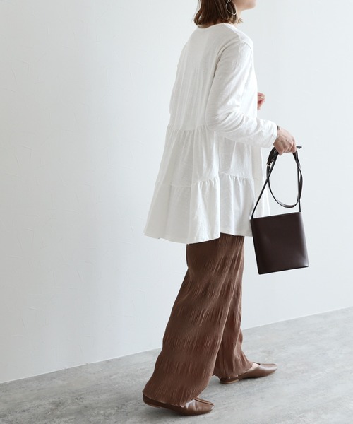 reca(レカ)の「ティアードカットソー(Tシャツ/カットソー・レディース・レンガ/ライトベージュ/ブラック/オフホワイト/カーキ/ラベンダー・FREE)」の7枚目の写真