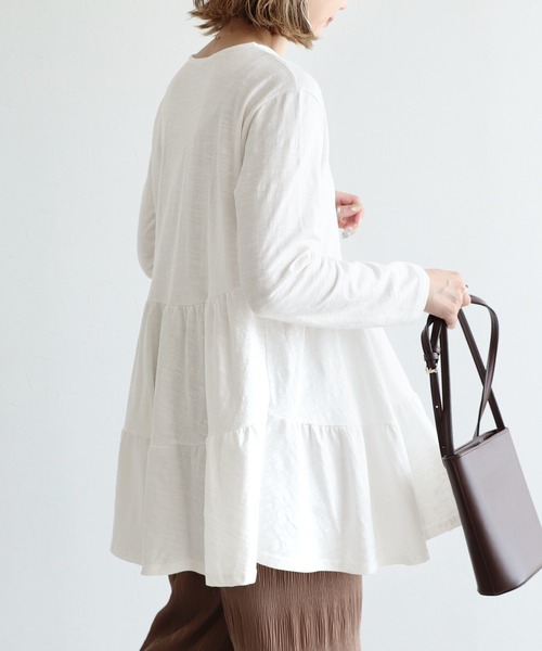 reca(レカ)の「ティアードカットソー(Tシャツ/カットソー・レディース・レンガ/ライトベージュ/ブラック/オフホワイト/カーキ/ラベンダー・FREE)」の8枚目の写真