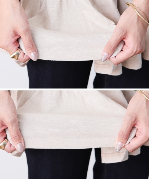 reca(レカ)の「ティアードカットソー(Tシャツ/カットソー・レディース・レンガ/ライトベージュ/ブラック/オフホワイト/カーキ/ラベンダー・FREE)」の15枚目の写真