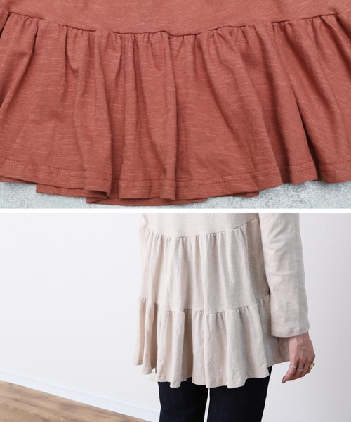 reca(レカ)の「ティアードカットソー(Tシャツ/カットソー・レディース・レンガ/ライトベージュ/ブラック/オフホワイト/カーキ/ラベンダー・FREE)」の16枚目の写真