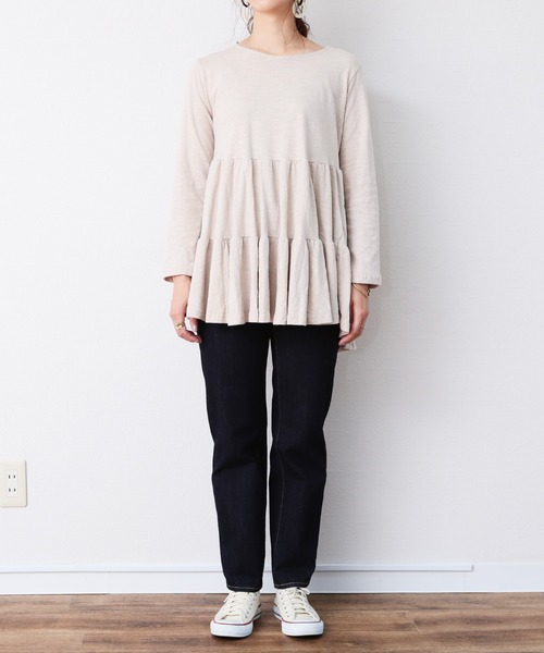 reca(レカ)の「ティアードカットソー(Tシャツ/カットソー・レディース・レンガ/ライトベージュ/ブラック/オフホワイト/カーキ/ラベンダー・FREE)」の12枚目の写真