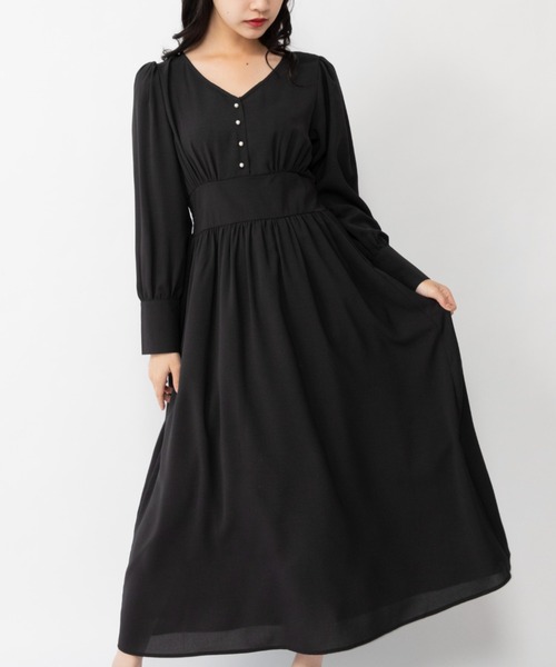 Mysa&Liina（ミーサリーナ）の「ウエストゴムワンピース（ワンピース・レディース・ベージュ/ブルー/カーキ/ブラック・M/L）」の2枚目の写真