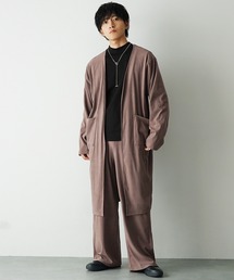 MinoriTY（マイノリティ）の「【MinoriTY】もちもち素材ノーカラーロングカーディガン+ワイドイージーパンツ メンズ 秋服 冬服（セットアップ）」