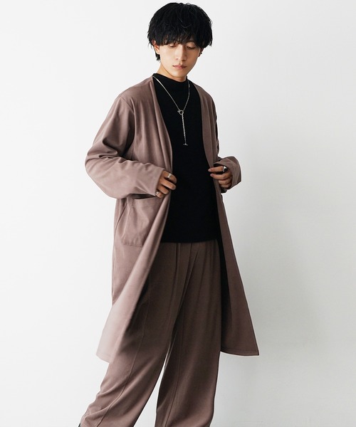 MinoriTY(マイノリティ)の「【MinoriTY】もちもち素材ノーカラーロングカーディガン+ワイドイージーパンツ メンズ 秋服 冬服(セットアップ・メンズ・モカ/ブラック/グレー/ブラウン/ブラック系1/ブラウン系1/ブルー系1・M/L/S)」の14枚目の写真