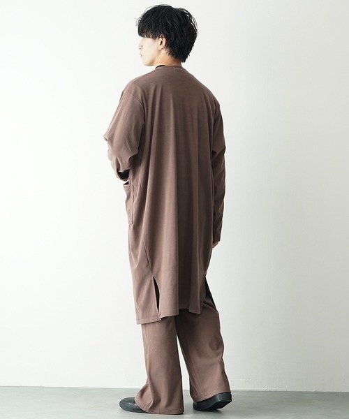 MinoriTY(マイノリティ)の「【MinoriTY】もちもち素材ノーカラーロングカーディガン+ワイドイージーパンツ メンズ 秋服 冬服(セットアップ・メンズ・モカ/ブラック/グレー/ブラウン/ブラック系1/ブラウン系1/ブルー系1・M/L/S)」の15枚目の写真