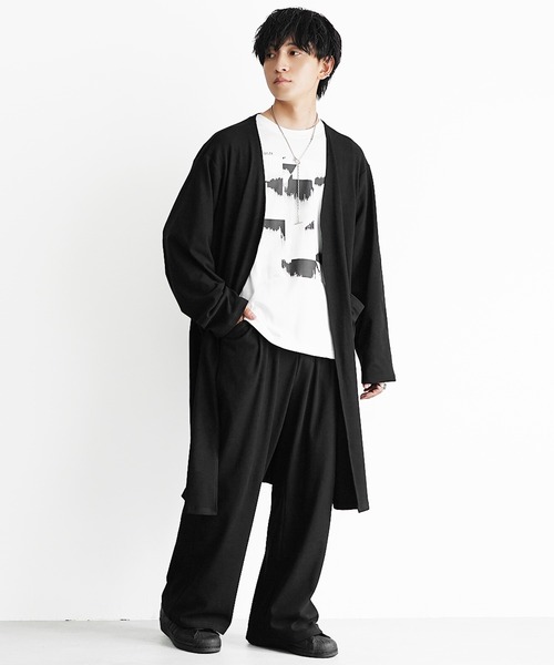 MinoriTY(マイノリティ)の「【MinoriTY】もちもち素材ノーカラーロングカーディガン+ワイドイージーパンツ メンズ 秋服 冬服(セットアップ・メンズ・モカ/ブラック/グレー/ブラウン/ブラック系1/ブラウン系1/ブルー系1・M/L/S)」の17枚目の写真