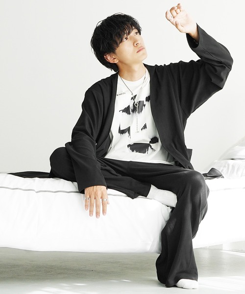 MinoriTY(マイノリティ)の「【MinoriTY】もちもち素材ノーカラーロングカーディガン+ワイドイージーパンツ メンズ 秋服 冬服(セットアップ・メンズ・モカ/ブラック/グレー/ブラウン/ブラック系1/ブラウン系1/ブルー系1・M/L/S)」の18枚目の写真