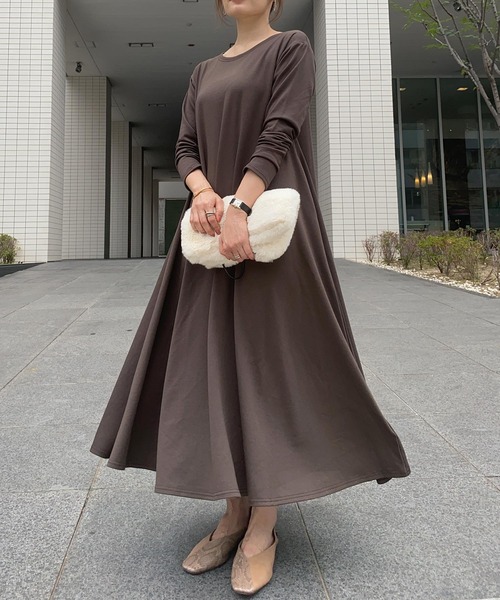 KOBE LETTUCE(コウベレタス)の「ロングスリーブカットソーAラインフレアワンピース(ワンピース・レディース・モカ/カーキ/ブラウン系その他/ブラック系その他・M/L/S)」の15枚目の写真