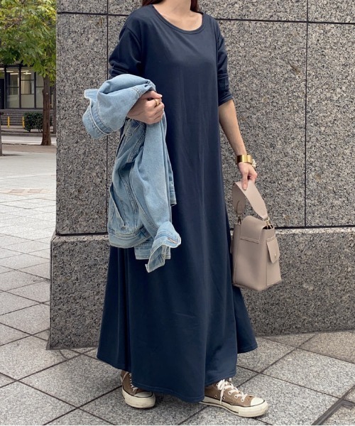 KOBE LETTUCE(コウベレタス)の「ロングスリーブカットソーAラインフレアワンピース(ワンピース・レディース・モカ/カーキ/ブラウン系その他/ブラック系その他・M/L/S)」の13枚目の写真