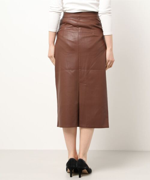 KOBE LETTUCE（コウベレタス）の「バックスリットフェイクレザータイトスカート（スカート・レディース・ホワイト系その他/ブラウン/ブラック・FREE）」の4枚目の写真