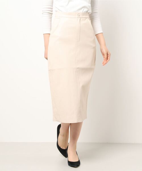 KOBE LETTUCE（コウベレタス）の「バックスリットフェイクレザータイトスカート（スカート・レディース・ホワイト系その他/ブラウン/ブラック・FREE）」の9枚目の写真