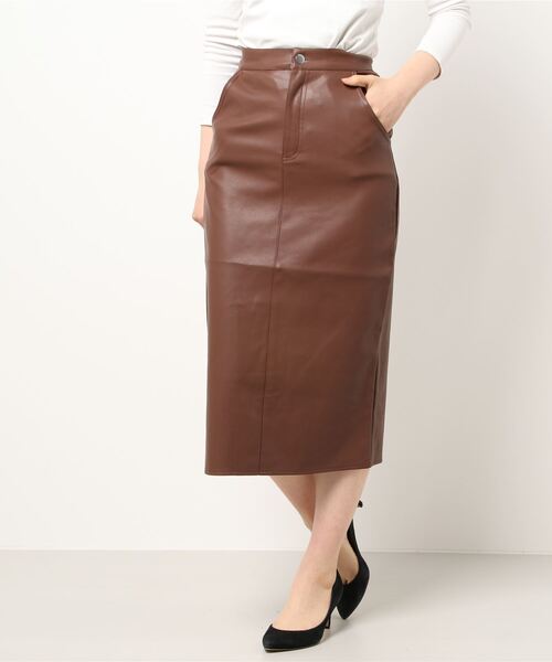 KOBE LETTUCE（コウベレタス）の「バックスリットフェイクレザータイトスカート（スカート・レディース・ホワイト系その他/ブラウン/ブラック・FREE）」の8枚目の写真