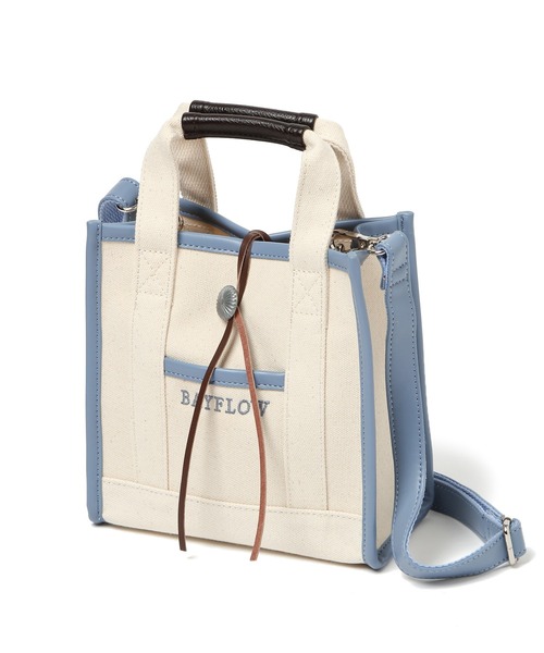 BAYFLOW(ベイフロー)の「ミニスクエアコンチョロゴトート-パイピング(トートバッグ・レディース・ブラック/ピンク/イエロー/ブルー/ライトグリーン/ラベンダー・FREE)」の9枚目の写真