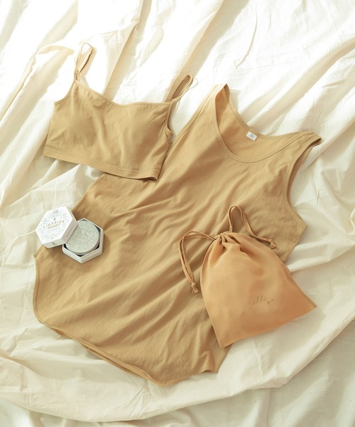 KBF(ケイビーエフ)の「ブラキャミソールセットタンクトップ(タンクトップ・レディース・ライトブルー/ベージュ/アイボリー・ONE)」の1枚目の写真