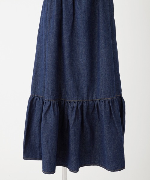 one after another NICE CLAUP（ワンアフターアナザーナイスクラップ）の「切替フリルデニムジャンパースカート（ジャンパースカート・レディース・ブラック/インディゴブルー/アイボリー・FREE）」の11枚目の写真