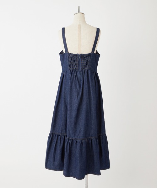 one after another NICE CLAUP（ワンアフターアナザーナイスクラップ）の「切替フリルデニムジャンパースカート（ジャンパースカート・レディース・ブラック/インディゴブルー/アイボリー・FREE）」の15枚目の写真