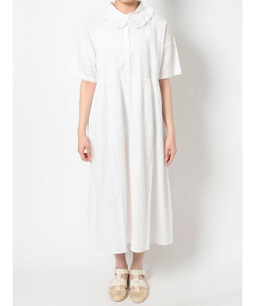 merry jenny（メリージェニー）の「ジャガードチェックフリルカラーシャツワンピース（ワンピース・レディース・オフホワイト/ブラック/グリーン・FREE）」の13枚目の写真