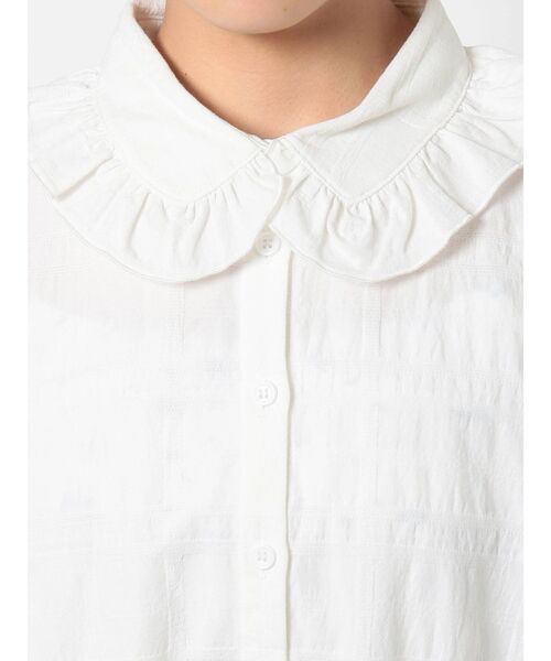 merry jenny（メリージェニー）の「ジャガードチェックフリルカラーシャツワンピース（ワンピース・レディース・オフホワイト/ブラック/グリーン・FREE）」の16枚目の写真