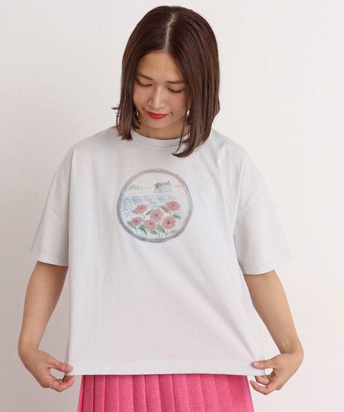 chambre de charme（シャンブルドゥシャーム）の「cdc 20/-度詰天竺　レンズの中プリントT（Tシャツ/カットソー・レディース・グレー/オフホワイト・FREE）」の2枚目の写真