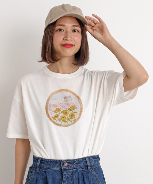 chambre de charme（シャンブルドゥシャーム）の「cdc 20/-度詰天竺　レンズの中プリントT（Tシャツ/カットソー・レディース・グレー/オフホワイト・FREE）」の12枚目の写真
