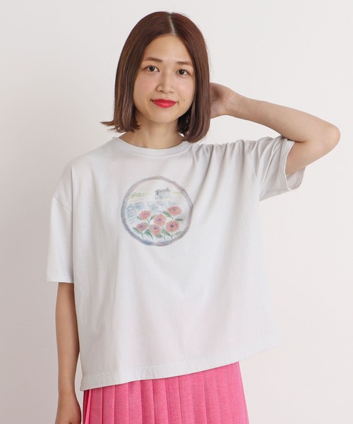chambre de charme（シャンブルドゥシャーム）の「cdc 20/-度詰天竺　レンズの中プリントT（Tシャツ/カットソー・レディース・グレー/オフホワイト・FREE）」の17枚目の写真