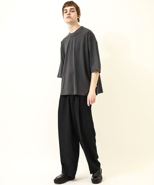 NEONSIGN（ネオンサイン）の「WIDE T-SHIRT（Tシャツ/カットソー・メンズ・ブラック/グレー/ピンクベージュ/ダークグレー・46/44/48）」の5枚目の写真