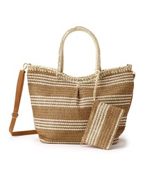 SHOO・LA・RUE | 【ポーチ付】ペーパータックボーダー2WAYトート(トートバッグ)