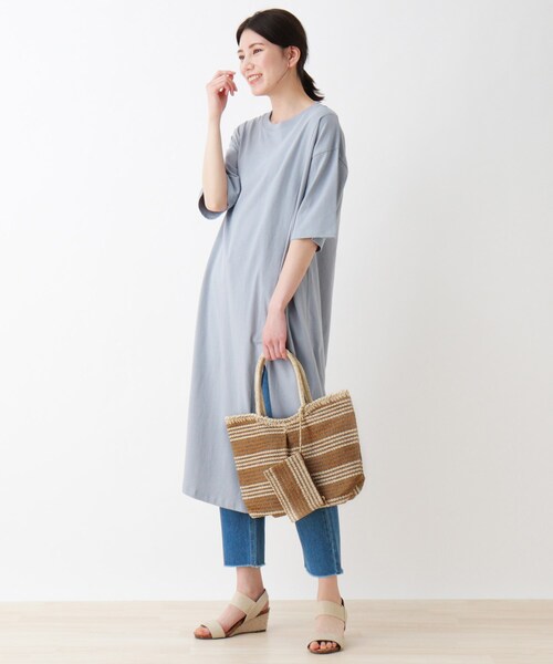 SHOO・LA・RUE（シューラルー）の「◆【ポーチ付】ペーパータックボーダー2WAYトート（トートバッグ・レディース・ブラック系2/ネイビー系2/ピンク系7/ブラウン系3/チャコール/ベージュ系その他2・00）」の15枚目の写真