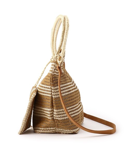 SHOO・LA・RUE（シューラルー）の「◆【ポーチ付】ペーパータックボーダー2WAYトート（トートバッグ・レディース・ブラック系2/ネイビー系2/ピンク系7/ブラウン系3/チャコール/ベージュ系その他2・00）」の9枚目の写真