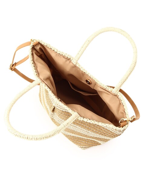 SHOO・LA・RUE（シューラルー）の「◆【ポーチ付】ペーパータックボーダー2WAYトート（トートバッグ・レディース・ブラック系2/ネイビー系2/ピンク系7/ブラウン系3/チャコール/ベージュ系その他2・00）」の11枚目の写真