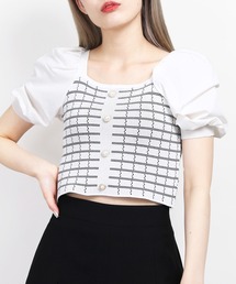 パールボタン半袖ブラウス