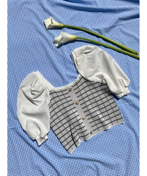 WC(ダブル シー)の「パールボタン半袖ブラウス(シャツ/ブラウス・レディース・ホワイト/ブラック・FREE)」の5枚目の写真