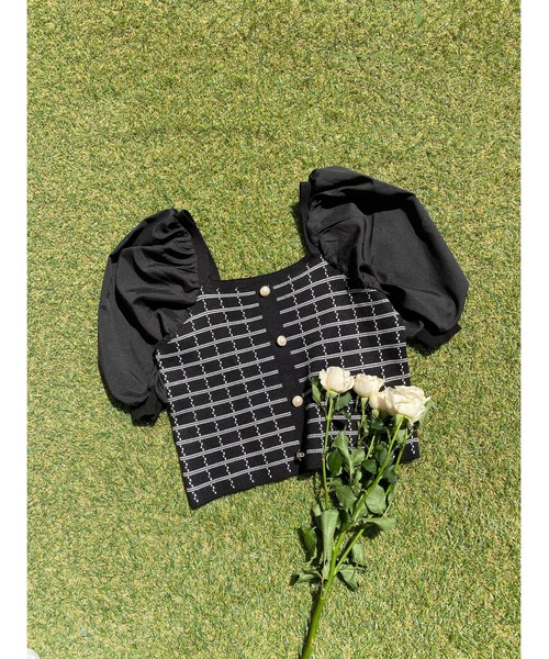 WC(ダブル シー)の「パールボタン半袖ブラウス(シャツ/ブラウス・レディース・ホワイト/ブラック・FREE)」の6枚目の写真