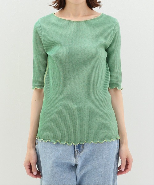 SLOBE citron.（スローブシトロン）の「SLOBE citron. バイカラーメロー TEE【手洗い可能】◆（Tシャツ/カットソー・レディース・グリーン/アイボリー・FREE）」の14枚目の写真
